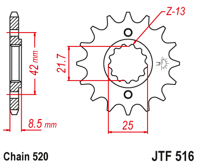 Звезда цепного привода JTF516 14