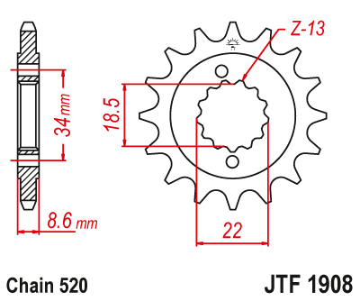 Звезда цепного привода JTF1908.15