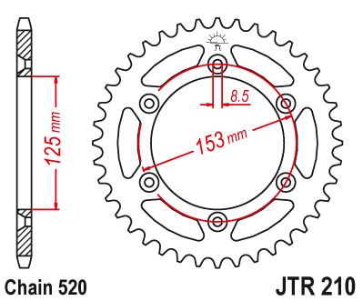 Звезда цепного привода JTR210 39