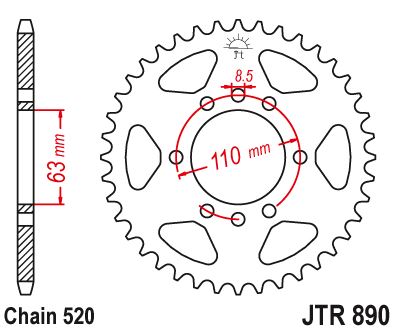 Звезда цепного привода JTR890 45ZBK