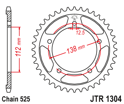 Звезда цепного привода JTR1304 44ZBK