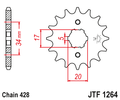 Звезда цепного привода JTF1264 15