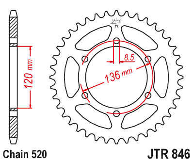 Звезда цепного привода JTR846.45