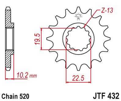 Звезда цепного привода JTF432 13sc
