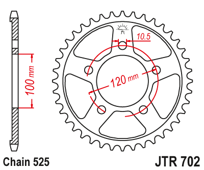Звезда цепного привода JTR702 44