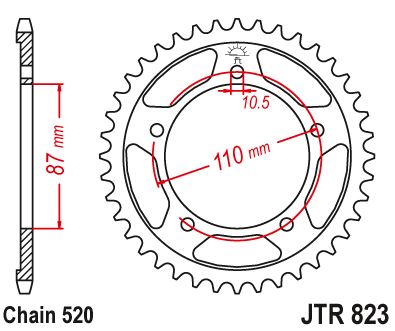 Звезда цепного привода JTR823 45