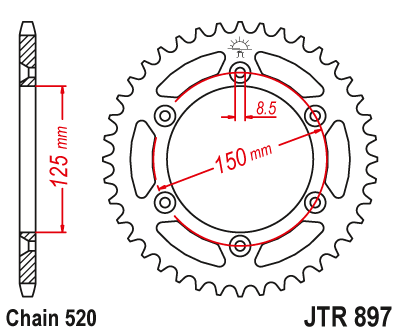 Звезда цепного привода JTR897.49SC