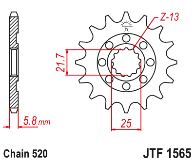 Звезда цепного привода JTF1565.14SC