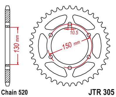 Звезда цепного привода JTR305 46